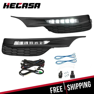 For 2016-2017 Honda Accord Sedan 4Dr LED Fog Lights Lamps w/Cover Wiring 16-17 - Image 1 of 4