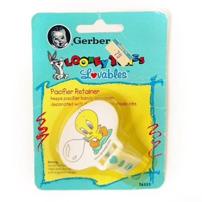 1994 Gerber Baby Looney Tunes Lovables Tweety Bird Pacifier Retainer Clip NIP - Image 1 of 4