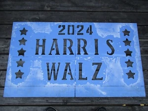 RARE 2024 10 STAR HARRIS/WALZ LARGE PLASTIC PRESIDENTIAL SIGN TEMPLATE 48" X 27" - Picture 1 of 21