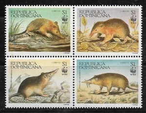 DOMINICAN Rep. 1994 - WWF, Solenodon, bloc of 4 Scott no. 1158 MNH - Picture 1 of 1