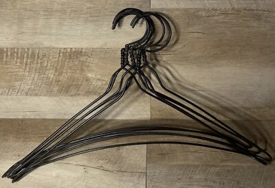 Antique Vintage Thick Wide Iron Coat Hangers Set Of 5  - Image 1 of 4