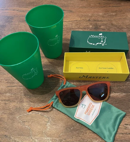 ‘23 Masters AugustaGoodr Ltd Ed. Sunglasses 'Pimento Cheese’. With 2 Cups RARE Cover