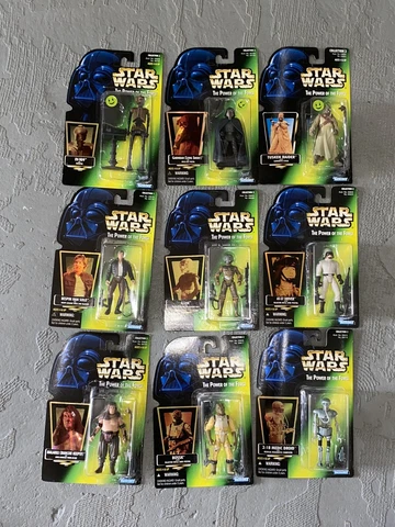 STAR WARS  POTF2 Green Card Lot of 9 Tusken Raider, Han Solo, Bossk + more! Cover