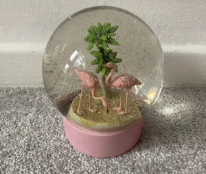 Flamingos Glitzerkugel Schneekugel Flamingos rosa mit Bäumen - Bild 1 von 5