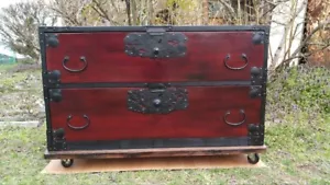 Caja fuerte de almacenamiento japonesa antigua Tansu Dansu madera hecha a mano era Edo - Imagen 1 de 9