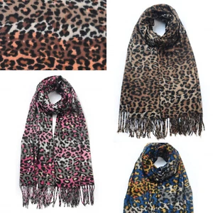 Quasten Saum Leopard Winter Damen Schal Animal Print Kuschelig Damen Schal 6270 - Bild 1 von 8