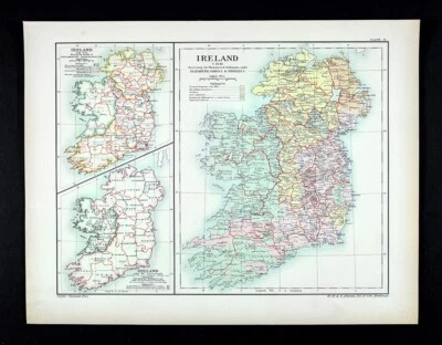 1902 Джонстон Оксфорд карта Ирландии английские плантации и поселения c 1641 Дублин - Изображение 1 из 4