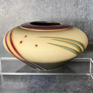 Vintage Michael Cho Studio Pottery Raku Disk Vase 1990s Abstract - Picture 1 of 7