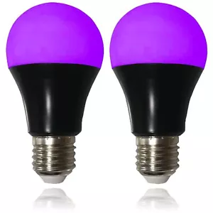 UV LED Black Light Bulbs 2 Pack, A19 E26 8W Blacklight Bulb for Glow in The Dark - Picture 1 of 7