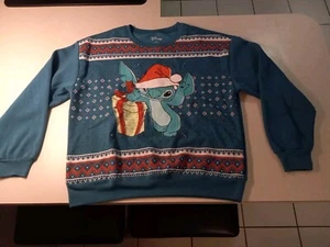 Stitch Christmas Size M (7/9) Pullover Sweatshirt Lilo & Stitch - Lights Up - Picture 1 of 9