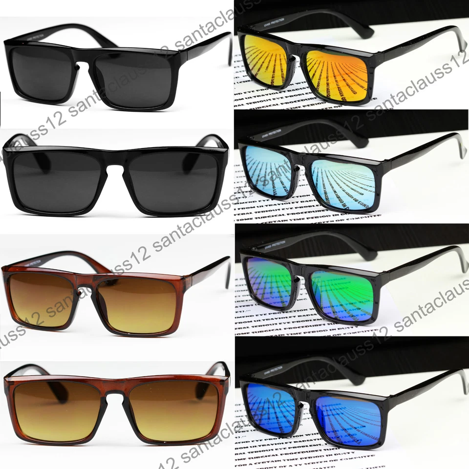 Occhiali Da Sole Quadrati Flat Top Keyhole UV400 Lenti Specchiate Donna Uomo - Immagine 1 di 1