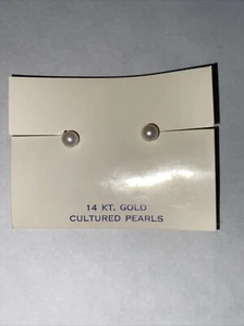 5-5.75 Cultured Pearl Stud Earrings in 14kt Yellow Gold New - Picture 1 of 2