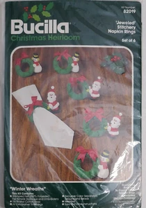 BUCILLA Santa + Schneemänner Winterkranz Serviettenring STOPFSET #82019 KOSTENLOSER VERSAND - Bild 1 von 8
