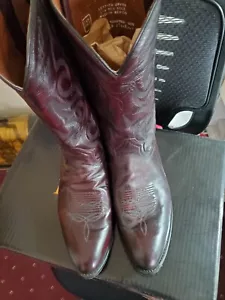 Dan Post Mens Size 11.5 EW Burgandy/ Black Cherry Leather Cowboy Boots 1 Use - Picture 1 of 6