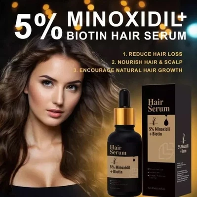 EVERESTBEAUTY 1-3x 5% Minoxidil+Biotin 30ml for Hair Growth Serum Hair loss regrowth for Men W