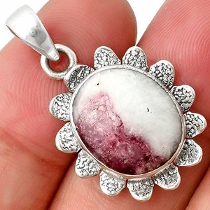 Natural Pink Tourmaline in Quartz 925 Sterling Silver Pendant Jewelry P-1205 - Picture 1 of 5