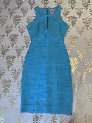 Herve Leger Bandage Dress Blue Size S - Image 1 of 4
