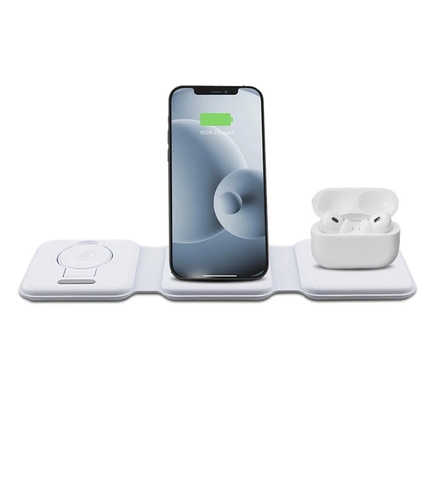 Caricabatteria Portatile Wireless 3 in 1 Qi Fast Magnetico Airpod Watch Iphone  - Immagine 1 di 4