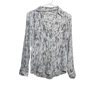 Express Shirt Women's XS The Portofino Collared Button Up Long Sleeve Sheer Top - Picture 1 of 9