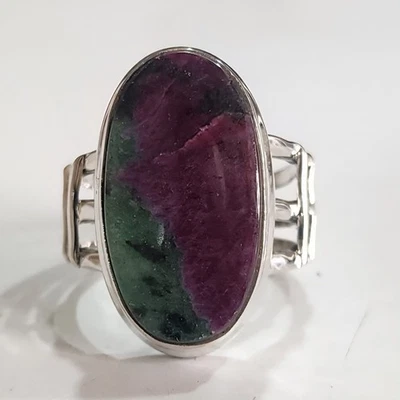 RUBY IN ZOISITE NATURAL GEMSTONE 925 SOLID STERLING SILVER HANDMADE JEWELRY RING - Image 1 of 4