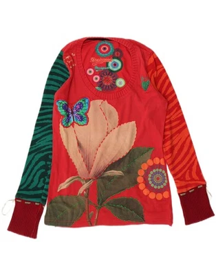 Suéter Jersey DESIGUAL Mujer Cuello Barco Reino Unido 12 Mediano Rosa Mariposa OY10 Foto 1 de 3