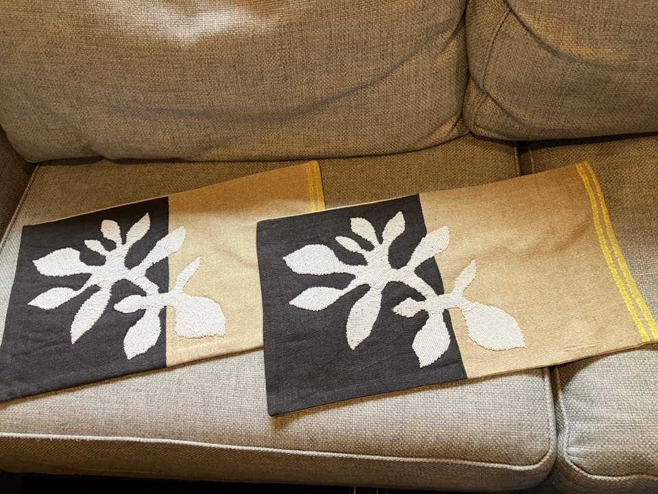 Conjunto/2 capas de travesseiro lombar West Elm comércio justo linho frisado seda, botânico - Imagem 1 de 4