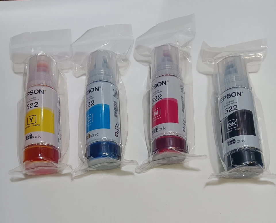 Genuine OEM Epson 522 4-Pack Ink Combo Black Cyan Yellow Magenta - Exp. 5/2028 - Image 1 of 4