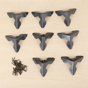 8x Vintage Furniture Gift Wooden Box Corner Bracket Corner Decorative Protectors - Picture 1 of 12