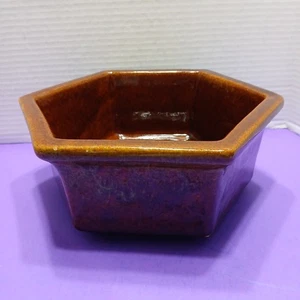 Haeger Pottery Planter, Hexagon, Brown and Green, Vintage - Picture 1 of 6