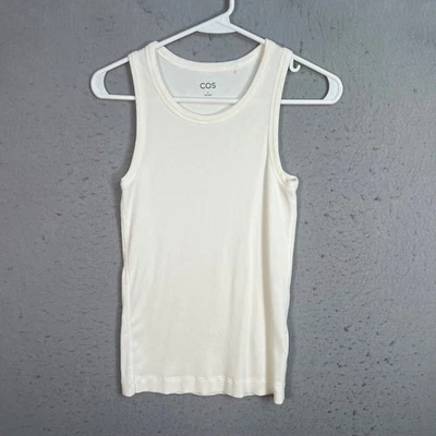 Cos White Ribbed Tank Top Womens Size Small Cotton Blend - Image 1 of 4