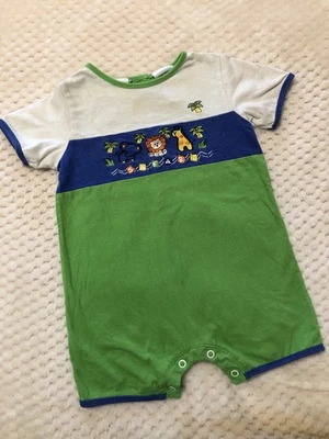 Mameluco de bebé vintage Simply Basic 24M traje de verano animales de safari zoológico niño  Foto 1 de 4