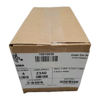 Zebra  10010039   Z-Select 4000D Thermal Label 2"X 1"  2340/ROLL 4 Rolls per Box - Image 1 of 3