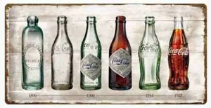 Long Retro Tin Metal Embossed Sign COCA-COLA BOTTLE TIMELINE 25 x 50cm Licensed - Bild 1 von 8