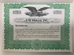 L/W Devco Inc Idaho Blank Unissued Stock Share Certificate - Picture 1 of 8