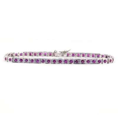 Natural Ruby Gemstone 925 Sterling Silver Tennis Bracelets Birthday Gift - Image 1 of 4