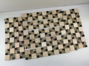 Joblot 9 Multi Square Mosaic EARTH Cream Black Clear Opaque Craft Border Tiles - Picture 1 of 8