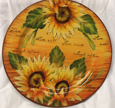 MAXCERA CORP SUNFLOWER WITH WRITING DINNER PLATE 11 1/4" YELLOW & BROWN