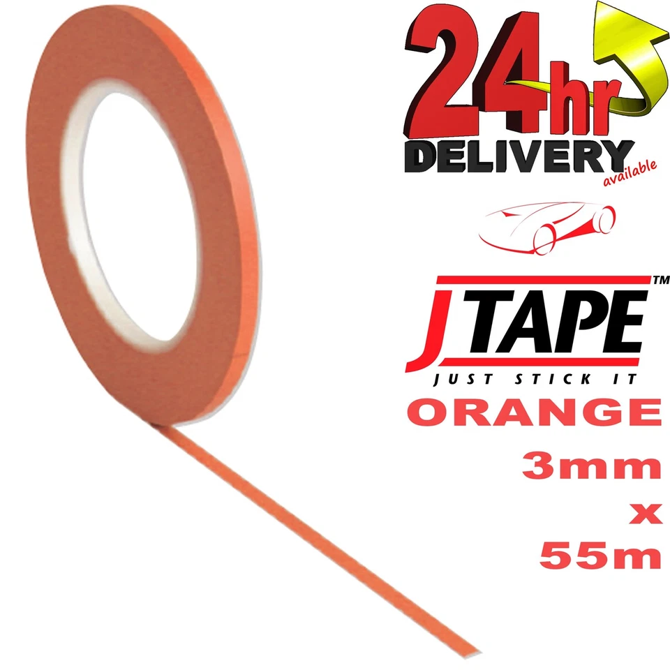 JTape ORANGE Fine Line Masking tape Detailing Heat Resistant 150�C 3mm 55m Long - Image 1 of 1