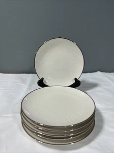 6 piatti pane Noritake China 7527 Montblanc fascia fiori bianco avorio 10f - Foto 1 di 6
