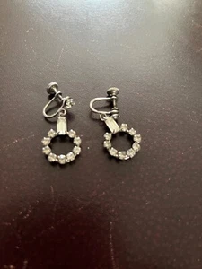 Dangle Clear Rhinestone Screw On Earrings - Bild 1 von 4
