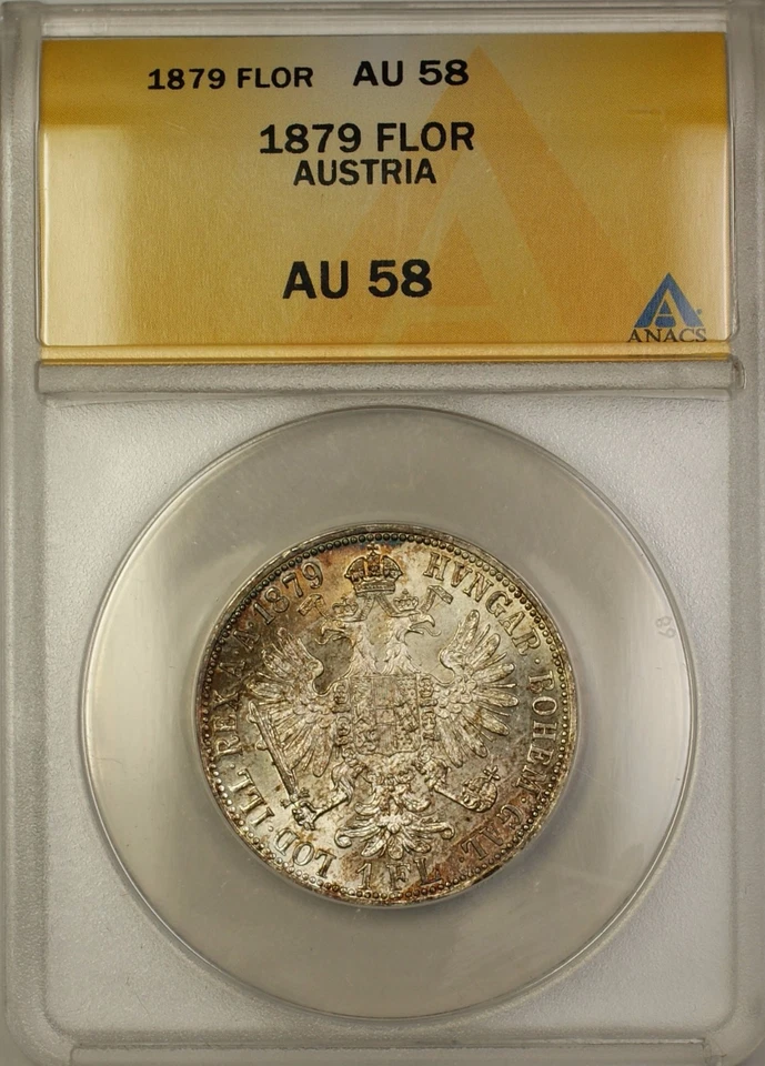 1879 Austria Silver Florin Coin ANACS AU-58 Toned (Better Coin) - Image 1 of 1