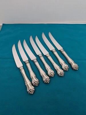 Juego de 7 cuchillos para carne de plata de ley - patrón Mazarino de Dominick & Haff Foto 1 de 4