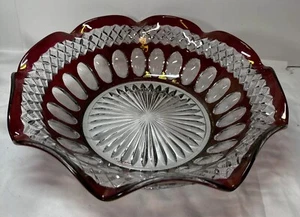 Vintage Westmoreland Pressed Glass Ruby Stained 11" centerpiece bowl - Picture 1 of 9