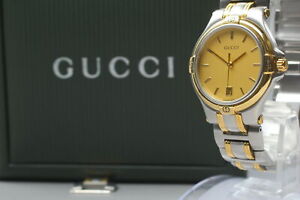 [Étui presque comme neuf] Gucci 9040M cadran noir 3 guichets automatiques quartz montre pour homme du Japon