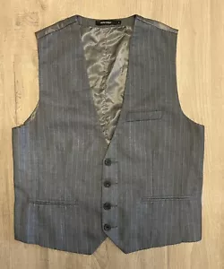 Men’s Ruth & Boaz Vest Grey Pinstripe 3 Pocket 4 Button Size Small - Picture 1 of 7