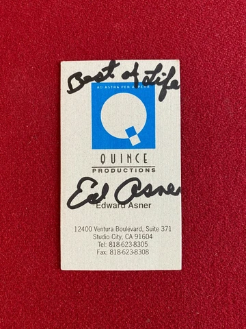 Ed Asner (Mary Tyler Moore), "Autographed" (JSA) Business Card (Scarce /Vintage) Cover