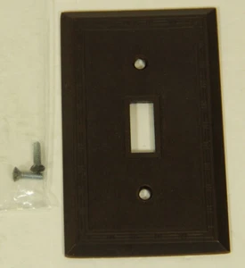 VTG Brown Bakelite Toggle Switch Plate/Cover ~ Art Deco ~ Bamboo ~ NOS - Picture 1 of 3