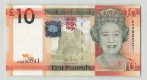 JERSEY 10 Pounds 2010, P-34a, Sign: Black, BD 000091 Low S/N, UNC, QEII. F8 - Picture 1 of 2