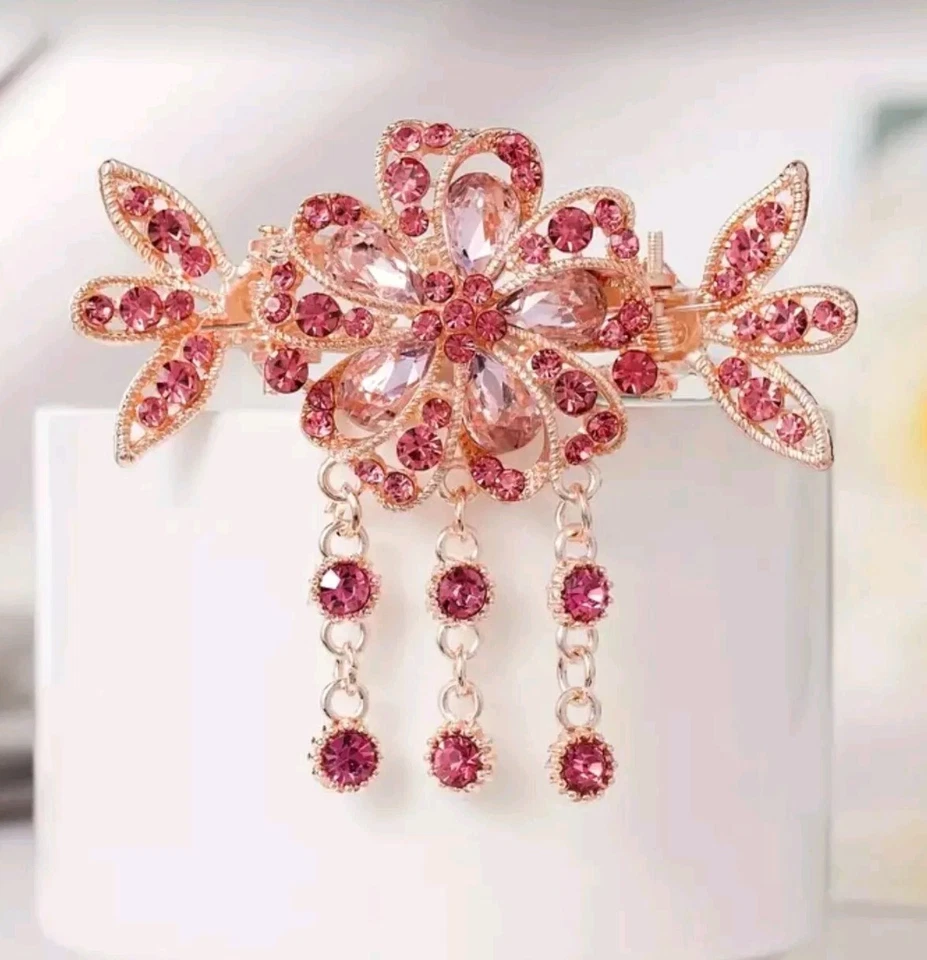 Rhinestone Hair Claw NEW Pink Fashion Jewelry FREE Shipping 2.6 Inch - Image 1 of 3