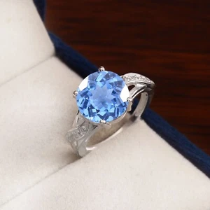 Flawless Awesome Blue Spinel 925 Sterling Silver Handmade Ring Wedding Gifts - Picture 1 of 5